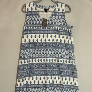 J. Jill Floral Blue and White V-Neck Dress NWT